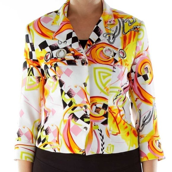 Alberto Makali Jackets & Blazers - Alberto Makali Multicolor Buttoned Print Jacket